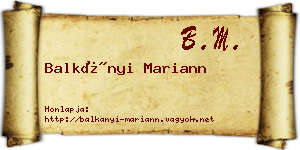 Balkányi Mariann névjegykártya