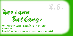 mariann balkanyi business card