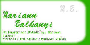 mariann balkanyi business card